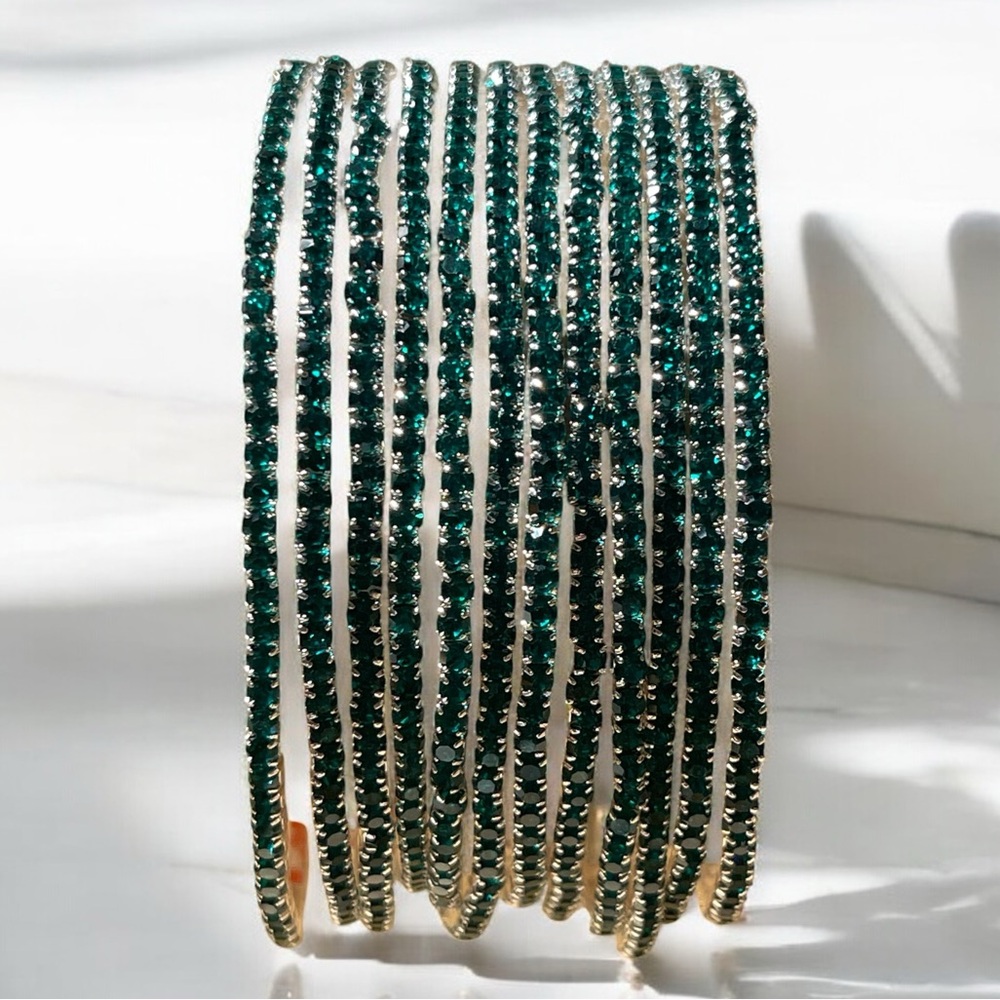 12pcs Set of Sparkling Rhinestone Tennis Bracelets - Stretchy, Elegant for party